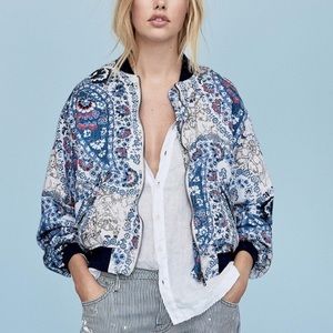 Free People blue paisley bomber